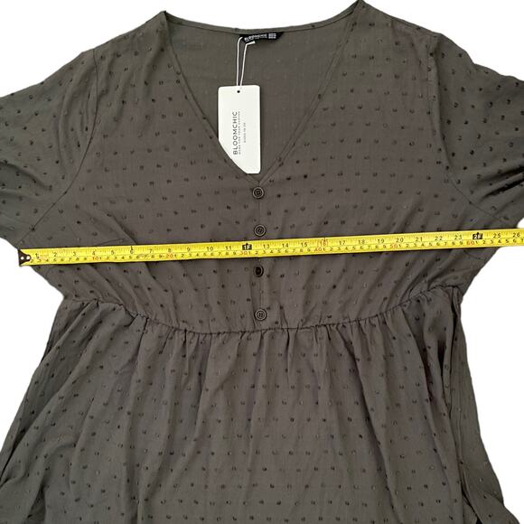 Bloomchic Green Dotted Long Sleeve Babydoll Shirt Size 22/24 - Picture 3 of 4